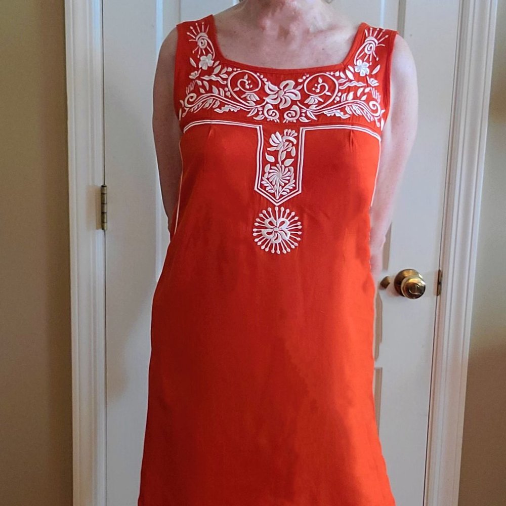 escapada  rayon coral shift dress size S